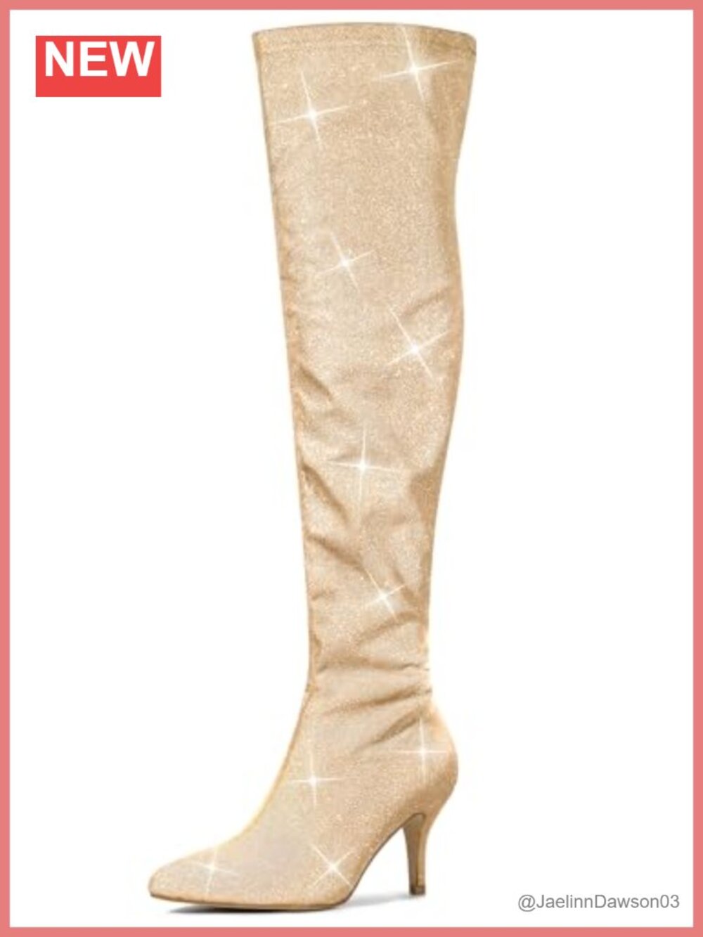 Glitter Over the Knee Stiletto Boots Pointed Toe Side Zip Women Winter